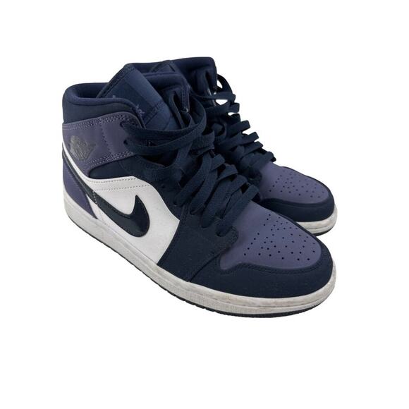 Nike - Air Jordan 1 Mid Sneakers in Blue & Black - Picture 1 of 6